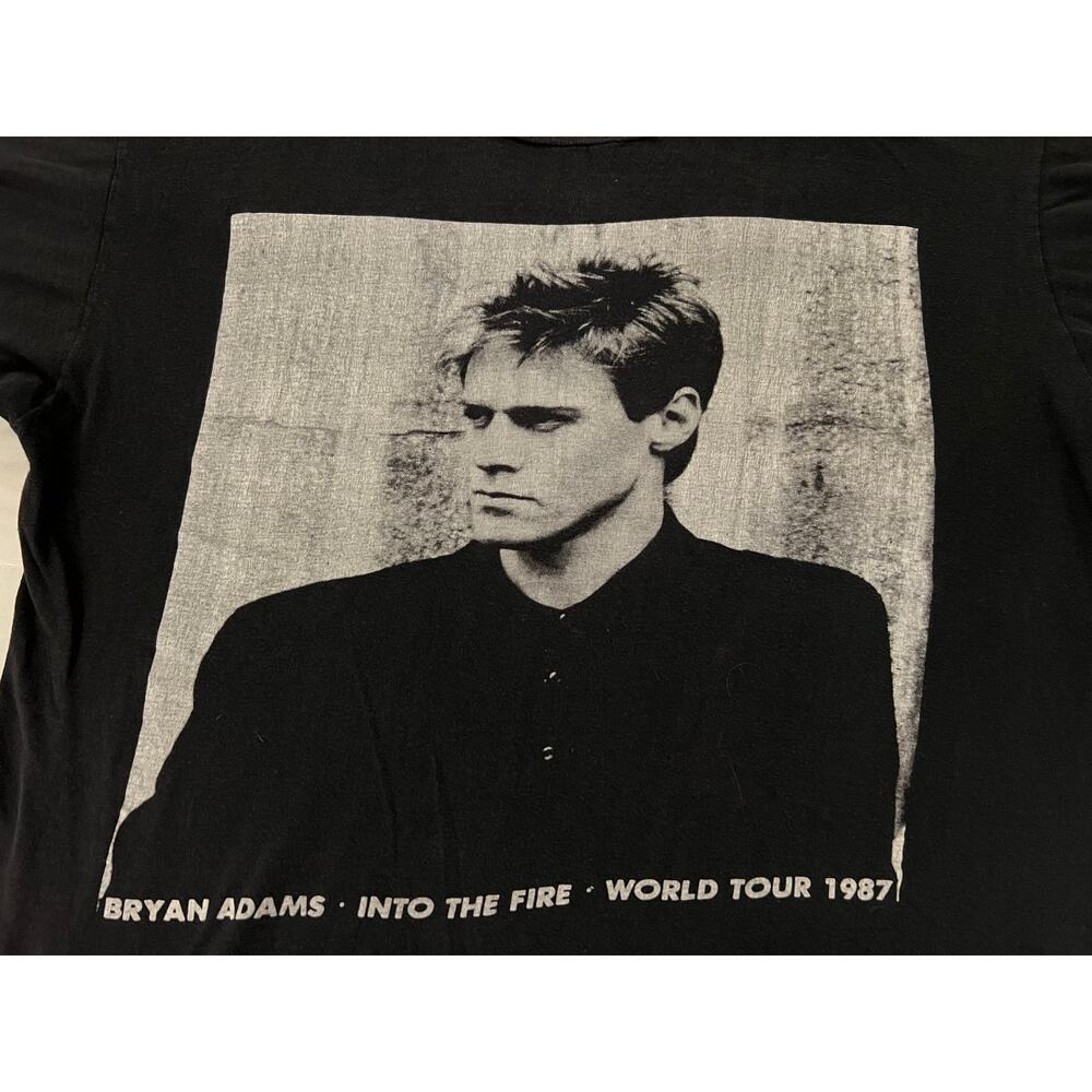 Vintage Bryan Adams 1987 Into The Fire World European Tour Black T-Shirt Tee